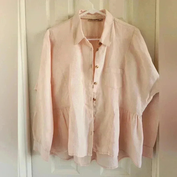 Anthropologie Holding Horses McKenzie Linen Blouse Pink Size XS - Picture 1 of 11